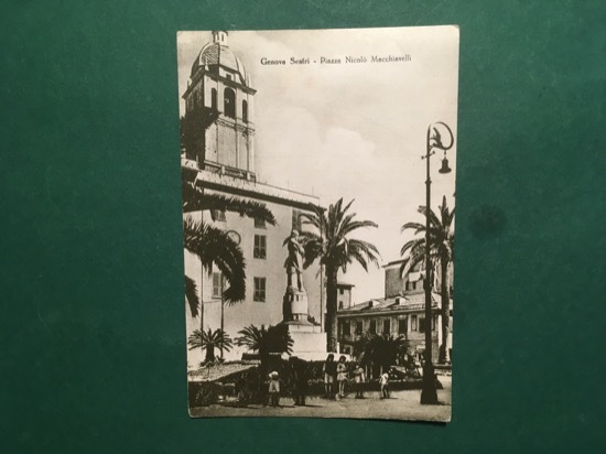 Cartolina Genova Sestri - Piazza Nicolò Macchiavelli - 1930 ca.
