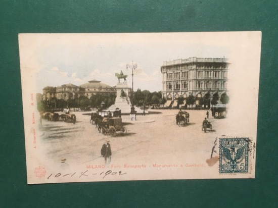 Cartolina Milano - Foro Bonaparte - Monumento a Garibaldi - …