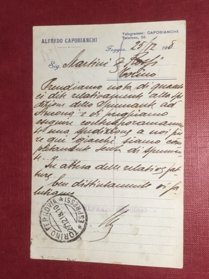 Cartolina Alfredo Capobianchi - Telegrammi - 1918