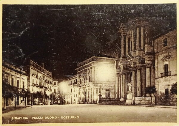 Cartolina - Siracusa - Piazza Duomo - Notturno - 1949