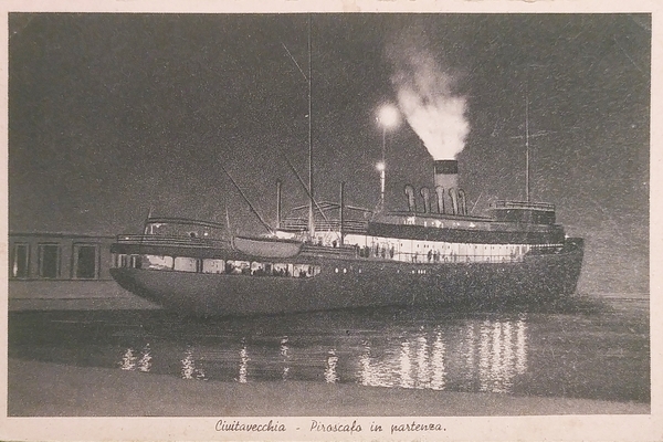 Cartolina - Civitavecchia - Piroscafo in partenza - 1941