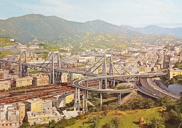 Cartolina - Genova - Il viadotto Polcevera - 1976