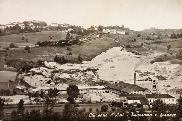 Cartolina - Chiusano d'Asti - Panorama e fornace - 1964