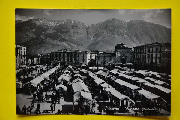 Cartolina Sulmona Mercato Generale 1950