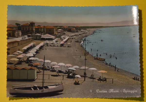Cartolina Cecina Mare Spiaggia 1950