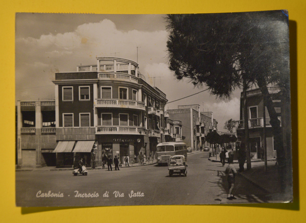 Cartolina Carbonia Incrocio Via Satta 1962