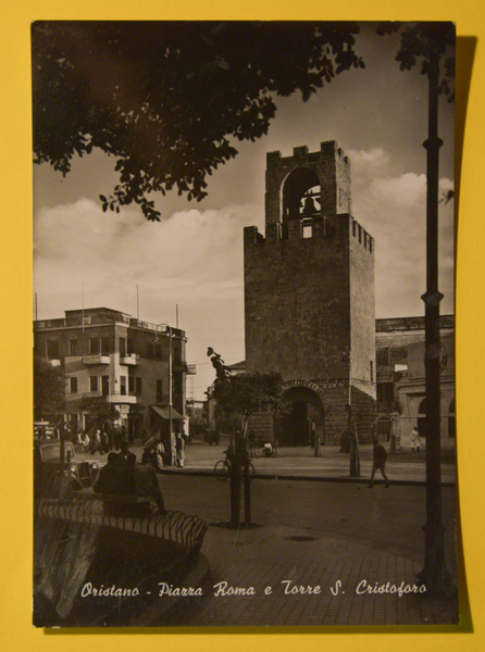 Cartolina Oristano Piazza Roma Torre S. Cristoforo 1950