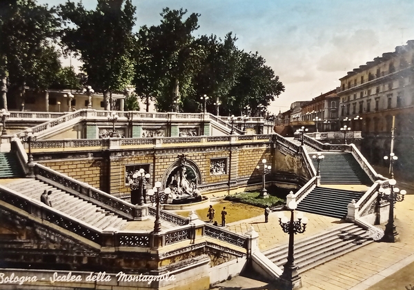 Cartolina - Bologna - Scalea della Montagnola - 1955