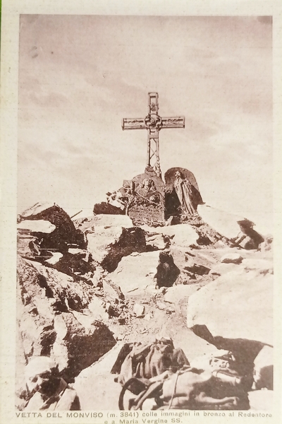 Cartolina - Vetta del Monviso - Colle immagini in bronzo …