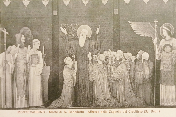 Cartolina - Montecassino - Morte di S. Benedetto - Affresco …