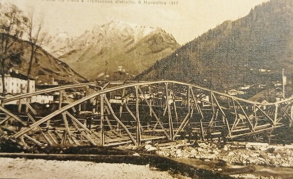 Cartolina - Trento - Ponte tra Fiera e Transacqua distrutto …