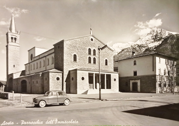 Cartolina - Aosta - Parrocchia dell'Immacolata - 1950 ca.