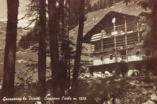 Cartolina - Gressoney La-Trinité - Capanna Carla - 1956
