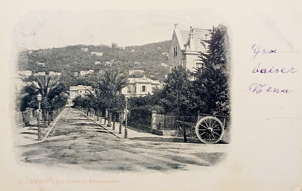 Cartolina - Nervi - Via Vittorio Emanuele - 1900