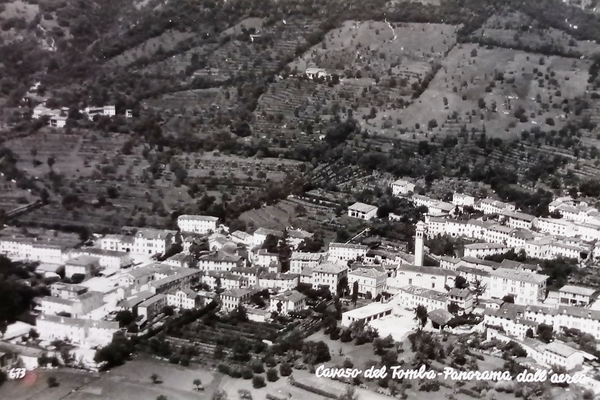Cartolina - Cavaso del Tomba - Panorama dall'aereo- 1955 ca.