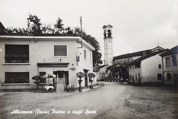 Cartolina - Albuzzano ( Pavia ) - Piazza e Caffe …