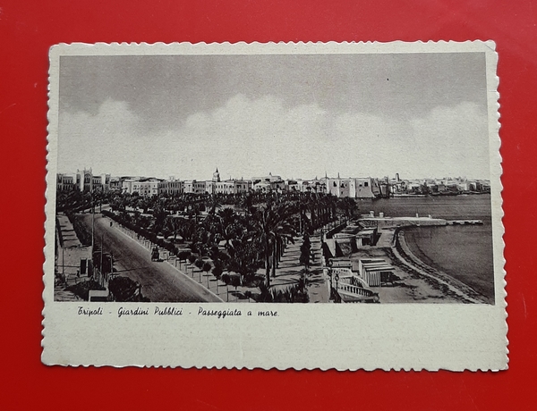 Cartolina Tripoli - Giardini Pubblici - Passeggiata a mare - …