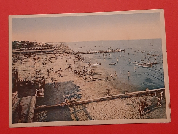 Cartolina Venezia - Lido - La Spiaggia - 1953