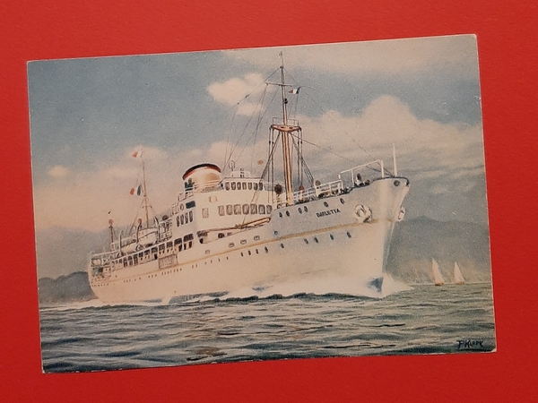 Cartolina Adriatica - Società di Navigazione Venezia - M/n Barletta …