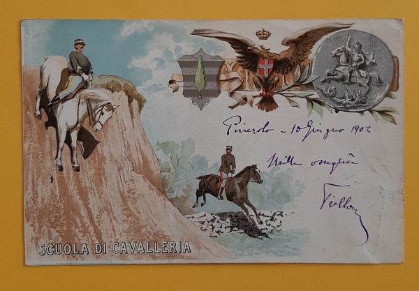 Cartolina Scuola di Cavalleria - 1905