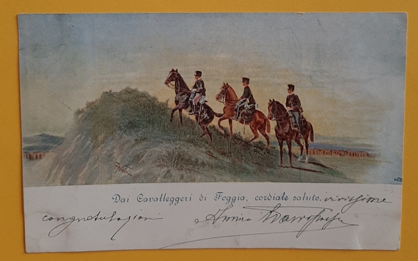 Cartolina Dai Cavalleggeri di Foggia - Cordiale Saluto - 1910