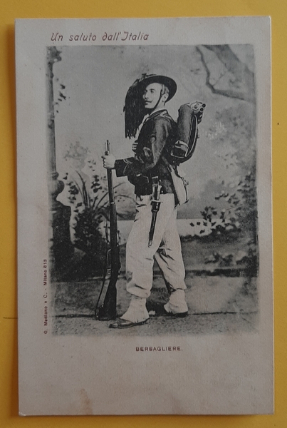 Cartolina Un Saluto dall' Italia - Bersagliere - 1900