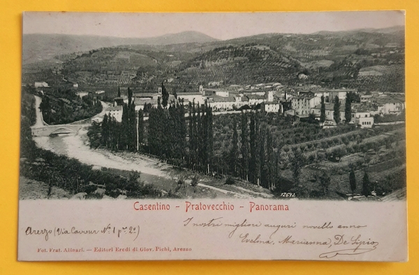 Cartolina Casentino - Pratovecchio - Panorama - 1905