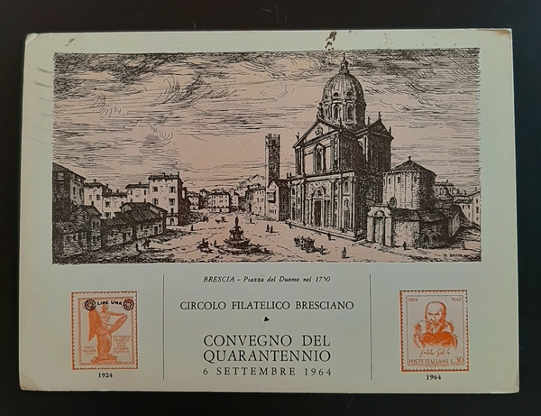 Cartolina Circolo Filatelico Bresciano - Convegno del Quarantennio - 1964