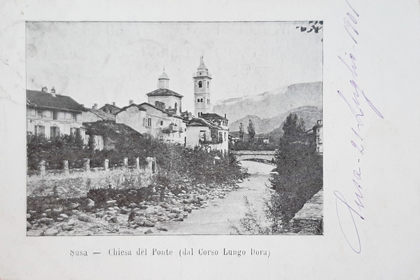 Cartolina Susa - Chiesa del Ponte ( dal corso Lungo …