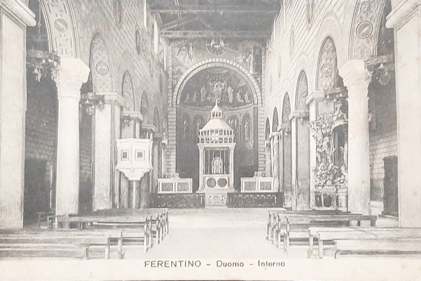 Cartolina Ferentino - Duomo - Interno - 1920