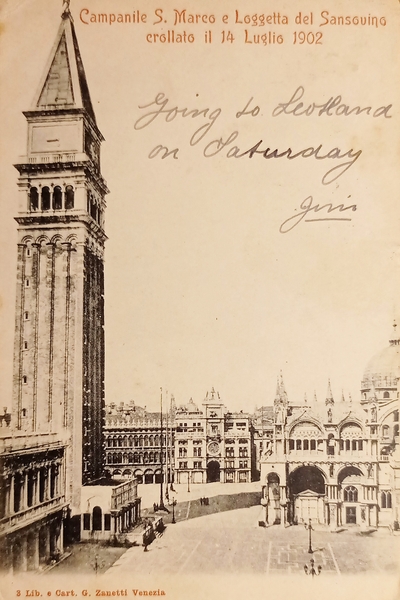 Cartolina Campanile S. Marco e Loggetta Sansovino crollato 14 Lugl. …