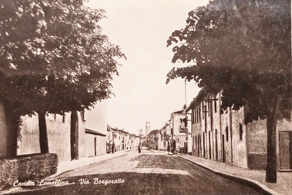 Cartolina - Candia Lomellina - Via Borgoratto - 1955