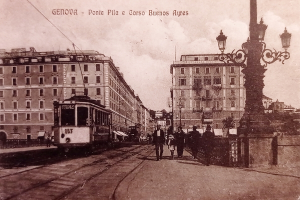 Cartolina - Genova - Ponte Pila e Corso Buenos Aires …