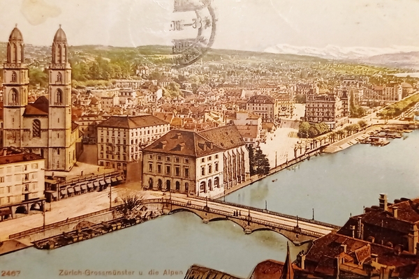 Cartolina - Svizzera - Zürich - Grossmunster und die Alpen …