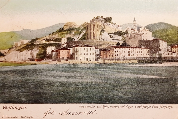 Cartolina - Ventimiglia - Passerella sul Roja veduta del Capo …
