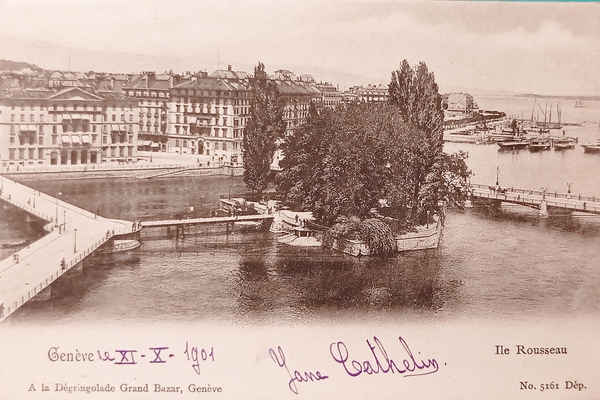 Cartolina - Svizzera - Genève - Ile Rousseau - 1901