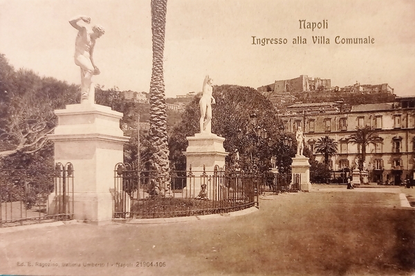 Cartolina - Napoli - Ingresso alla Villa Comunale - 1906