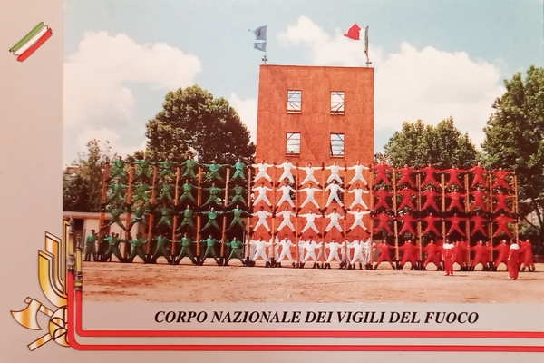 Cartolina Corpo Nazionale Vigili Fuoco - Dimostrazione Ginnico con Scala …