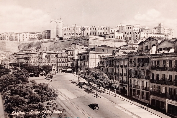 Cartolina - Cagliari - Largo Carlo Felice - 1955