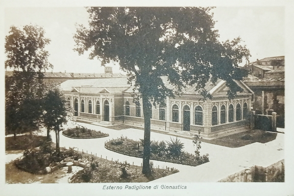 Cartolina R. Accademia Fanteria di Modena Esterno Padiglione di Ginnastica …