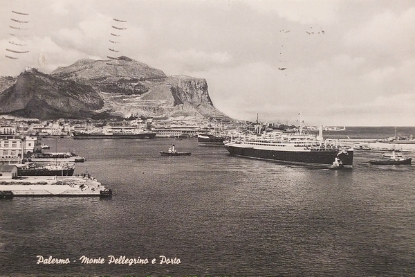 Cartolina - Palermo - Monte Pellegrino e Porto - 1955