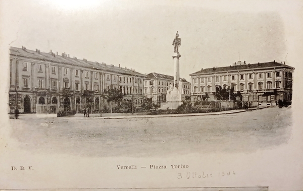 Cartolina - Vercelli - Piazza Torino - 1904