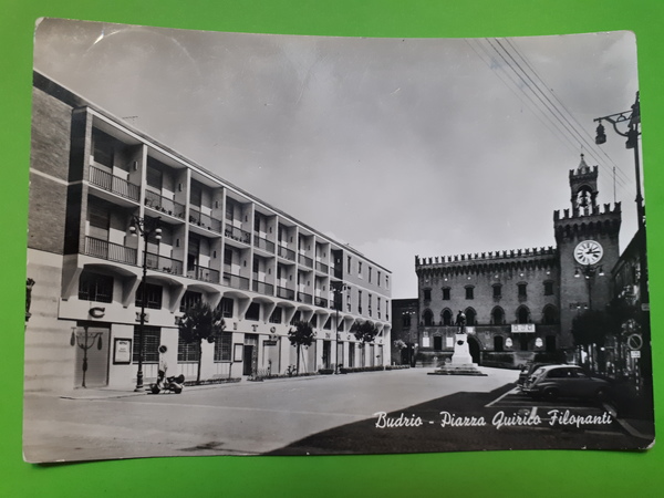 Cartolina - Budrio - Piazza Quirico Filopanti - 1960