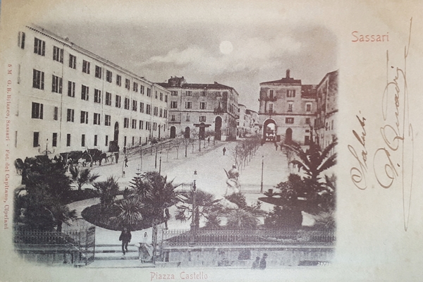 Cartolina - Sassari - Piazza Castello - 1900