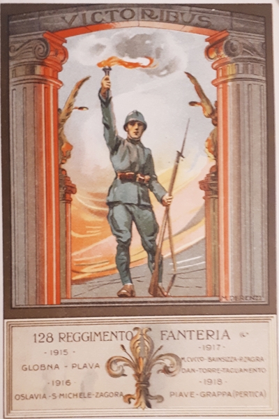 Cartolina - 128^ Reggimento Fanteria - Victoribus - 1920