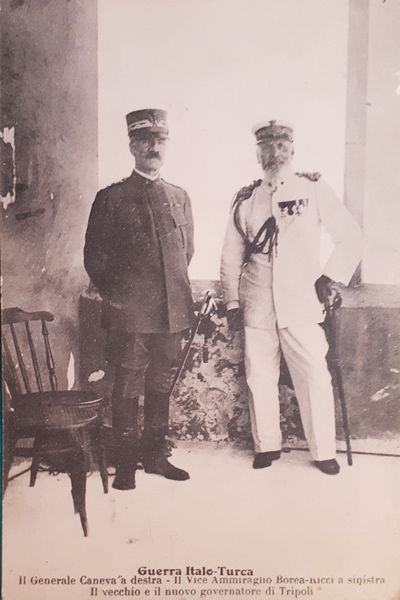 Cartolina Guerra Italo /Turca Generale Caneva e Vice Ammiraglio Borea …