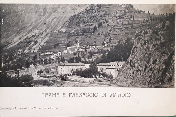Cartolina - Terme e Paesaggio di Vinadio - 1900 ca.