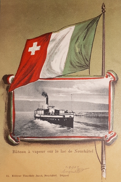 Cartolina - Navi - Bateau à vapeur sur lac de …