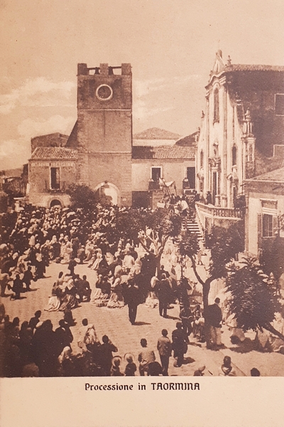 Cartolina - Processione in Taormina - 1920 ca.