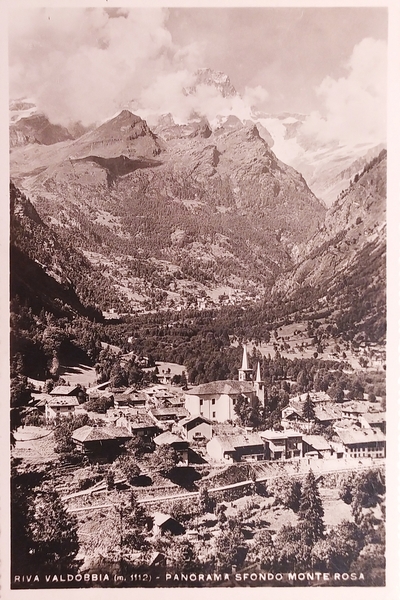 Cartolina - Riva Valdobbia - Panorama sfondo Monte Rosa - …